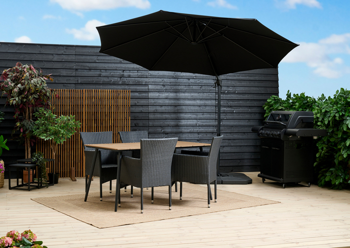 Havestol Bangkok i metal og sort polyrattan - Sunlife